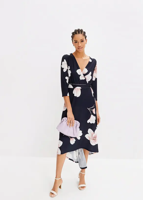 Robe longue derrière en jersey avec ceinture à nouer, bonprix