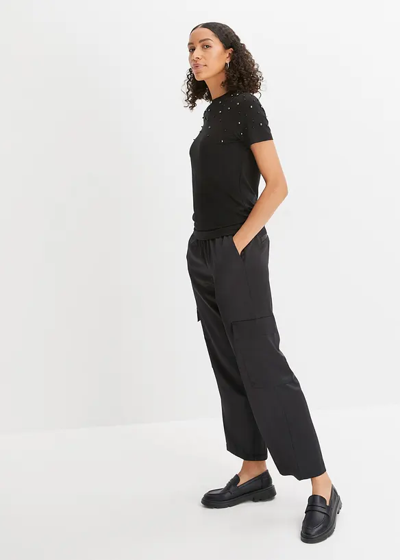 T-shirt avec perles, bonprix