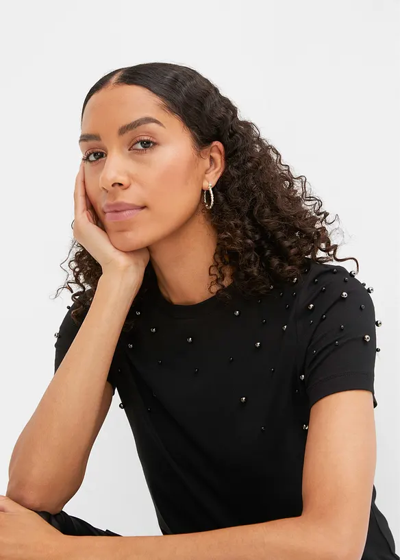 T-shirt avec perles, bonprix