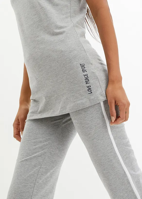 Lot de 2 T-shirts longs avec inscription, bonprix