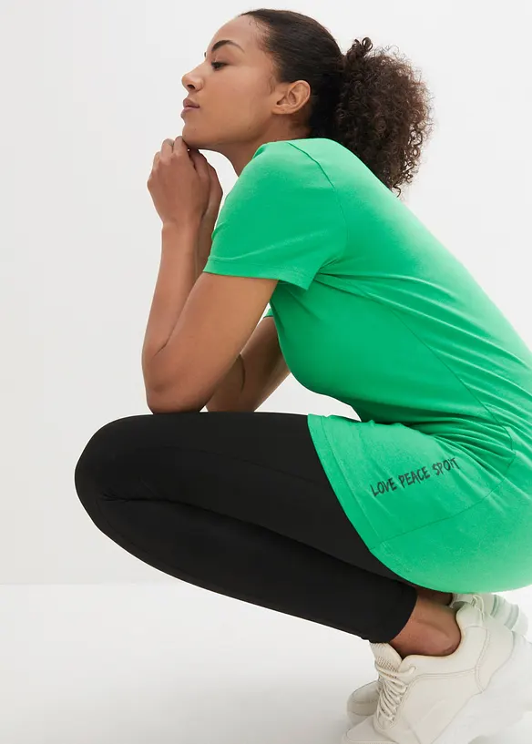 Lot de 2 T-shirts longs avec inscription, bonprix