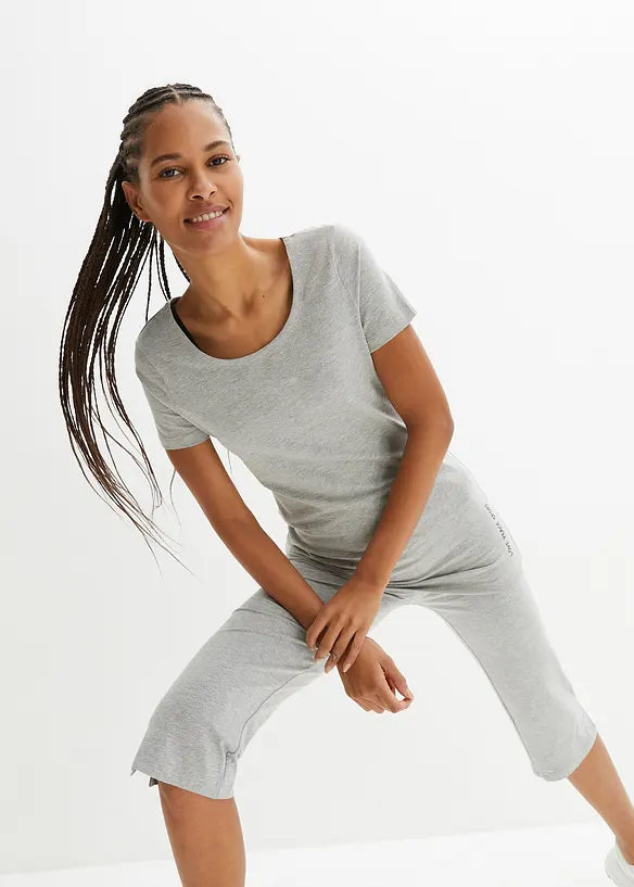 Lot de 2 T-shirts longs avec inscription, bonprix