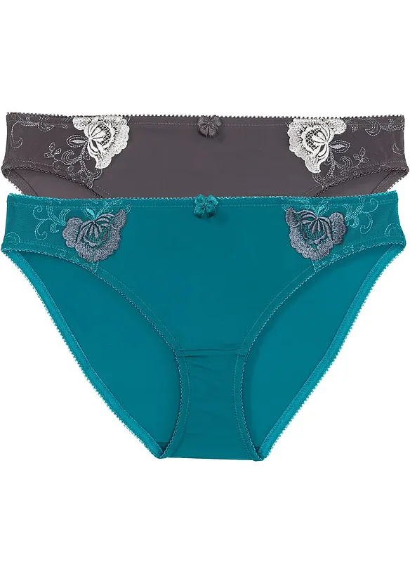 Lot de 2 slips avec broderies, bonprix