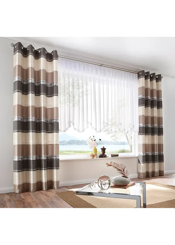 Store ondulé avec bordure en satin et polyester recyclé, bonprix