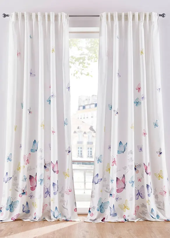 Rideau en microfibre à imprimé papillon (1 pce), bonprix