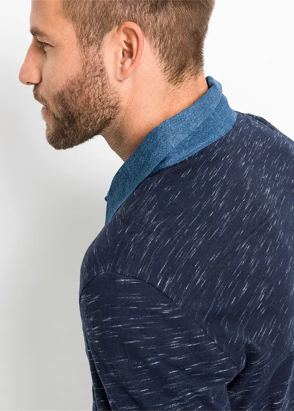 Polo manches longues à col tissé, bonprix