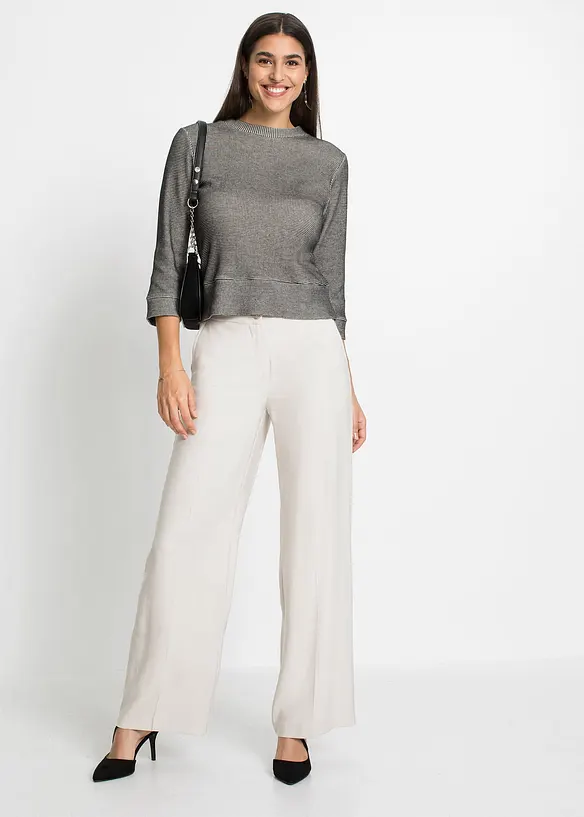 Pantalon large à pinces en viscose majoritaire, bonprix