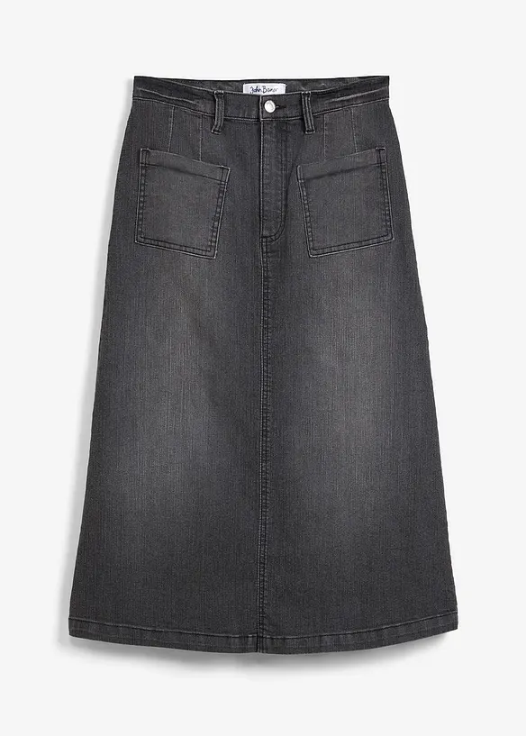 Jupe midi en jean extensible, bonprix