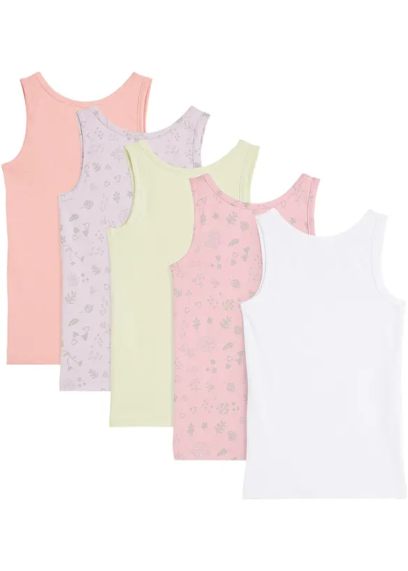 Lot de 5 débardeurs en coton doux et extensible, bonprix
