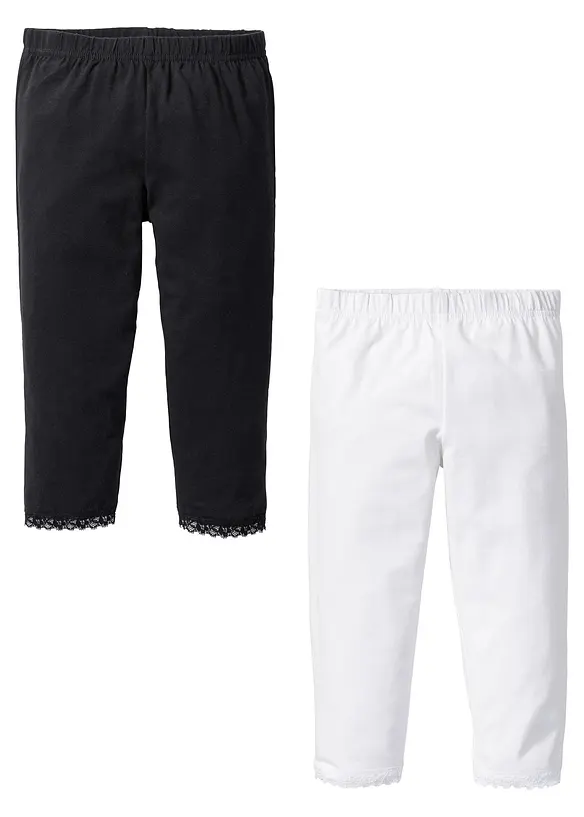 Lot de 2 leggings 3/4 fille en coton extensible, bonprix