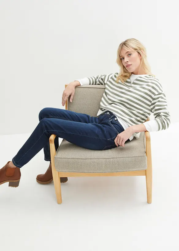 Jean Boyfriend taille mi-haute, extensible, bonprix