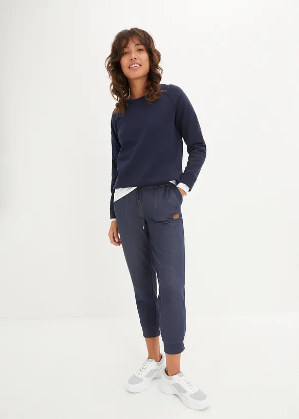 Pantalon 7/8 en molleton aspect jean, bonprix