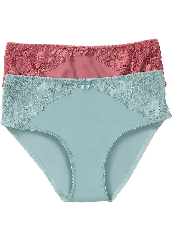 Lot de 2 slips Maxi avec dentelle, bonprix