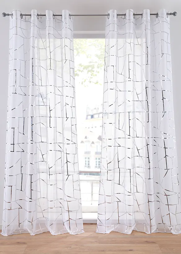 Lot de 2 voilages avec imprimé brillant, bonprix