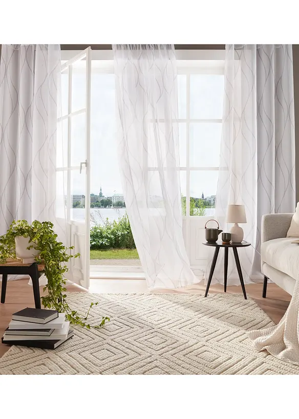 Voilage à imprimé vague (1 pce) avec polyester recyclé, bonprix