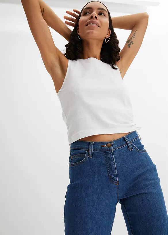 Jean bootcut taille mi-haute, extensible, bonprix