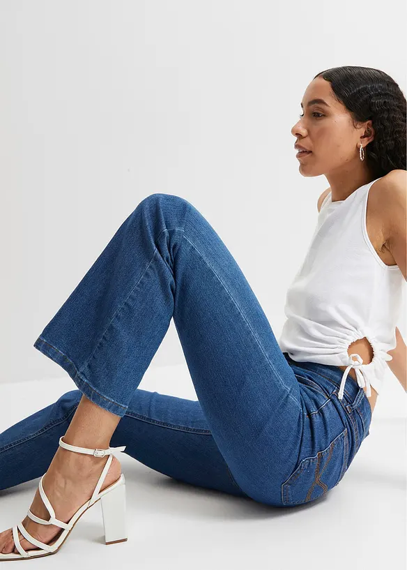 Jean bootcut taille mi-haute, extensible, bonprix