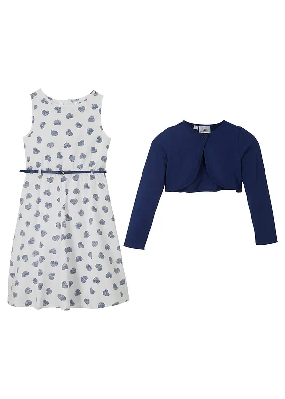 Robe fille, bol&eacute;ro, ceinture (ens. 3 pces), bonprix