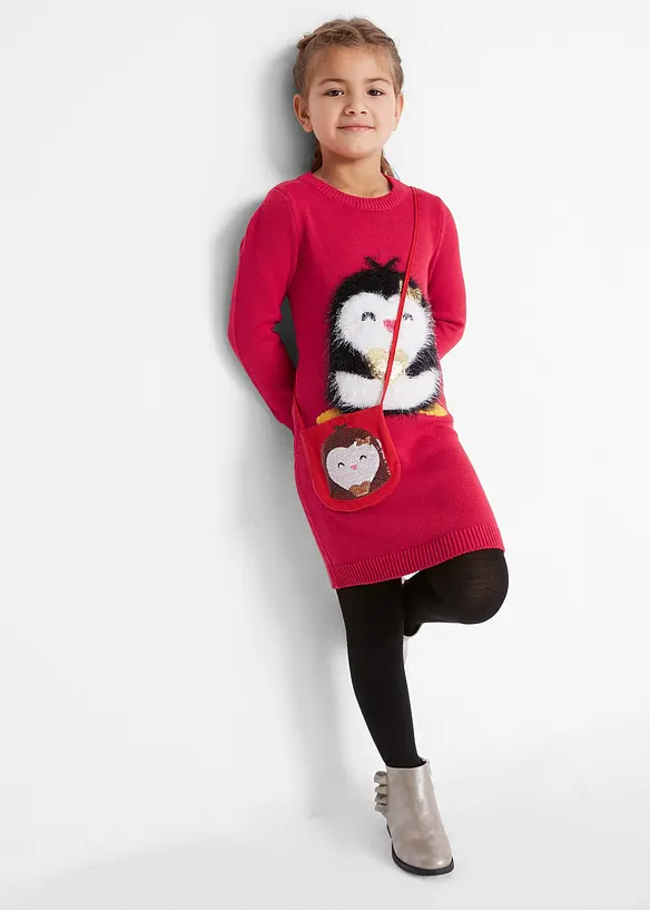 Robe en maille avec sac (ens. 2 pces), bonprix