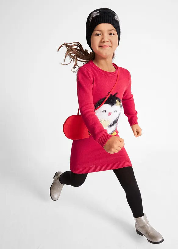 Robe en maille avec sac (ens. 2 pces), bonprix