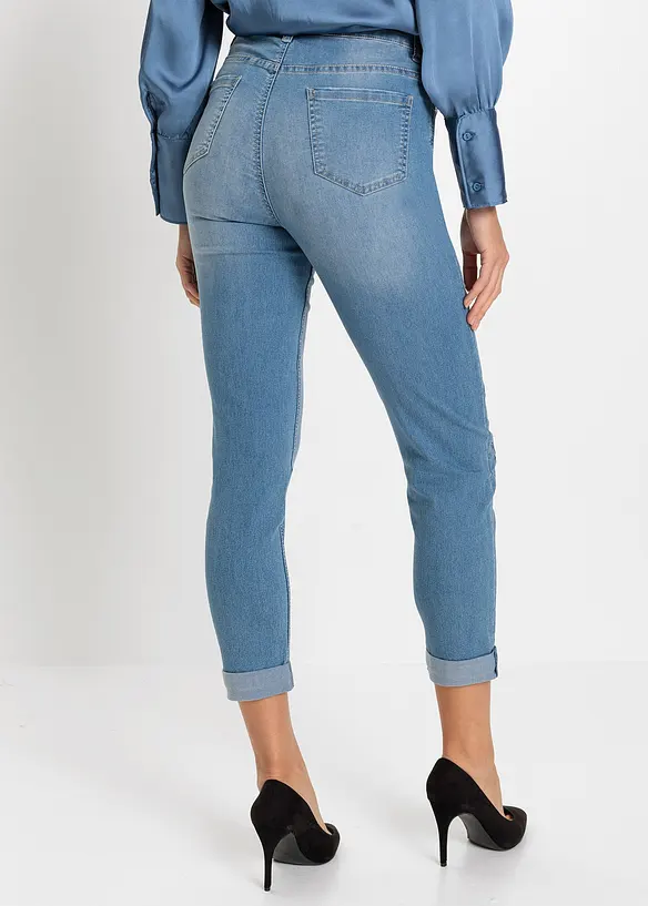 Jean slim taille mi-haute, court, bonprix