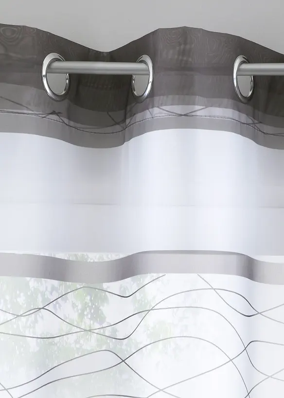 Voilage transparent &agrave; imprim&eacute; rayures horizontales (1 pce), bonprix