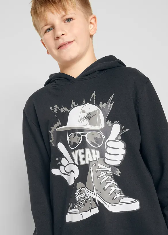 Sweat à capuche en matière douce, bonprix