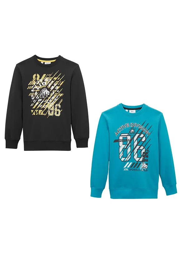 Lot de 2 sweat 100% coton, bonprix