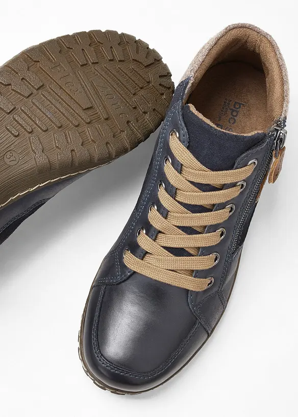 Boots à lacets en cuir, largeur confort, bonprix