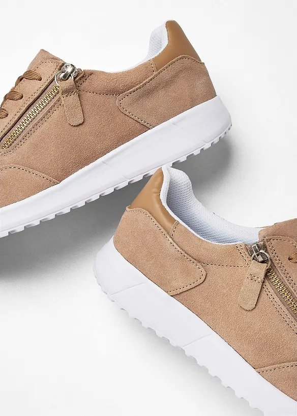 Sneakers en cuir velours, bonprix