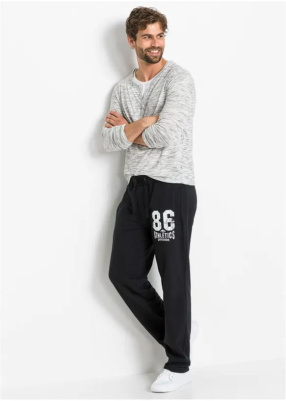 Pantalon de jogging avec détails sportifs, 100% coton, bonprix