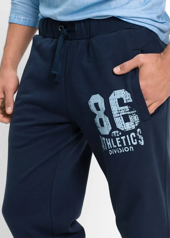 Pantalon de jogging avec détails sportifs, 100% coton, bonprix