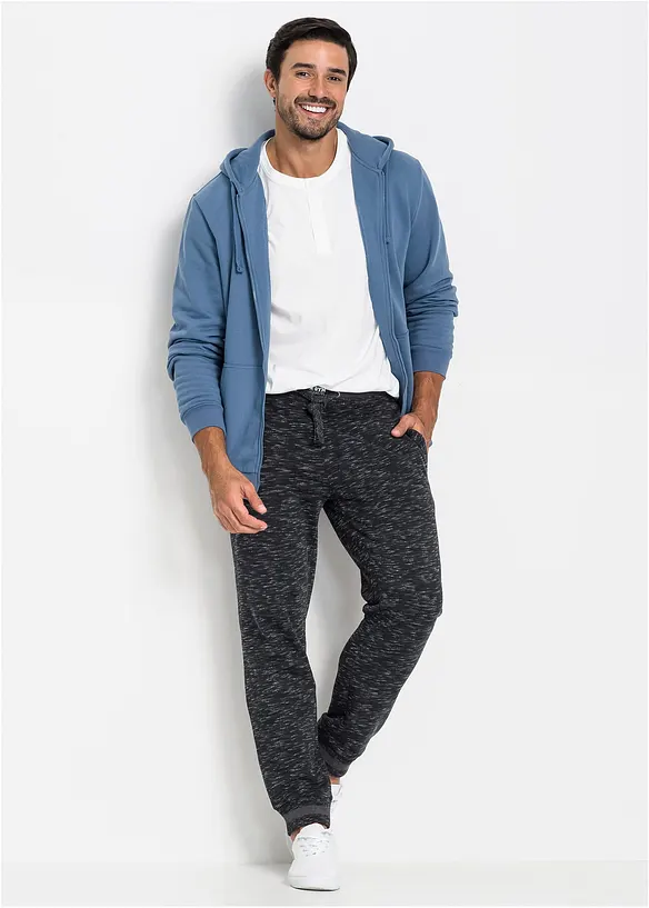 Pantalon de jogging chiné à finitions côtelées, bonprix