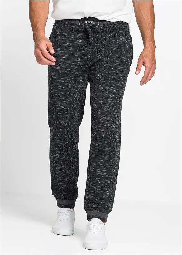 Pantalon de jogging chiné à finitions côtelées, bonprix