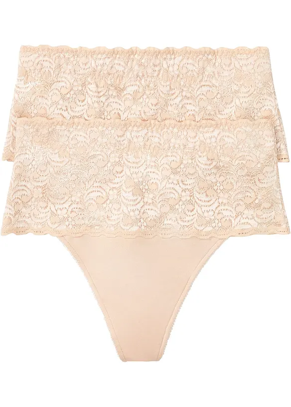 Lot de 2 strings sculptants, maintien modéré, bonprix