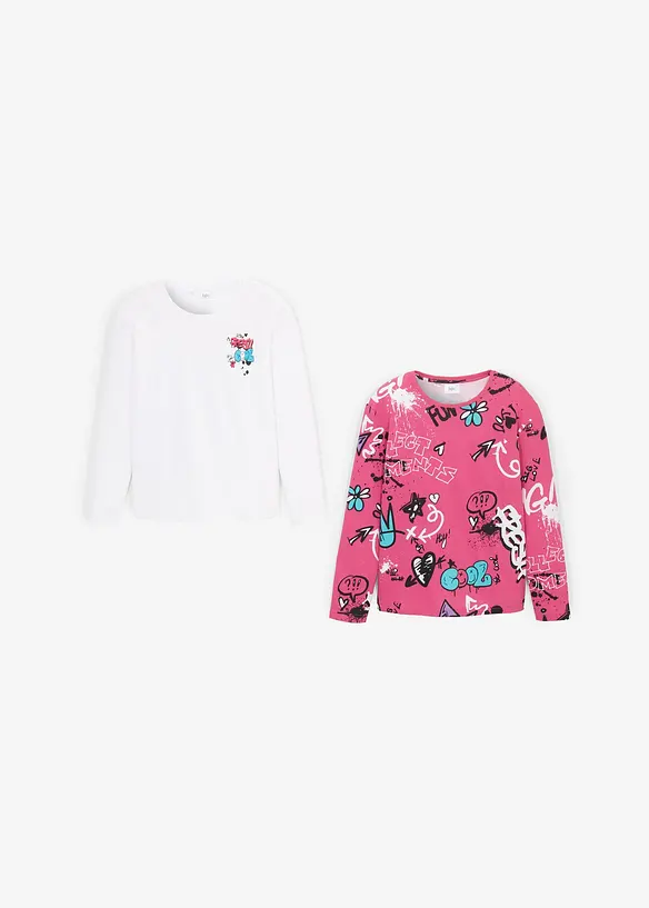 Lot de 2 T-shirts boxy 100% coton, bonprix