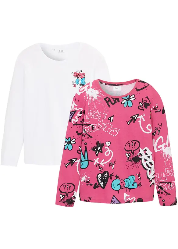 Lot de 2 T-shirts boxy 100% coton, bonprix