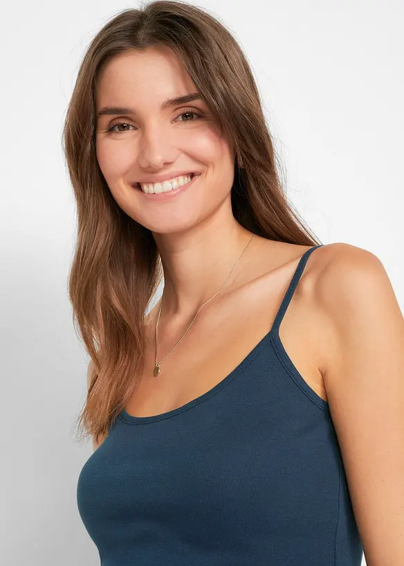 Lot de 3 tops à bretelles spaghetti 100% coton, bonprix