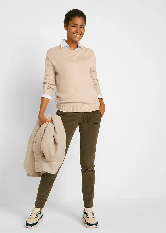 Pull col rond en maille, bonprix