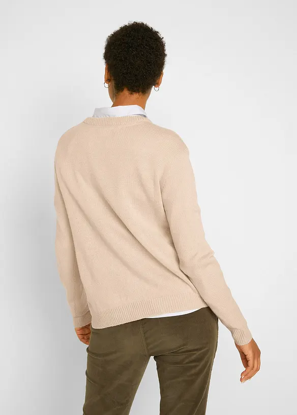 Pull col rond en maille, bonprix