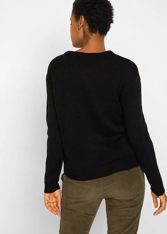 Pull col rond en maille, bonprix