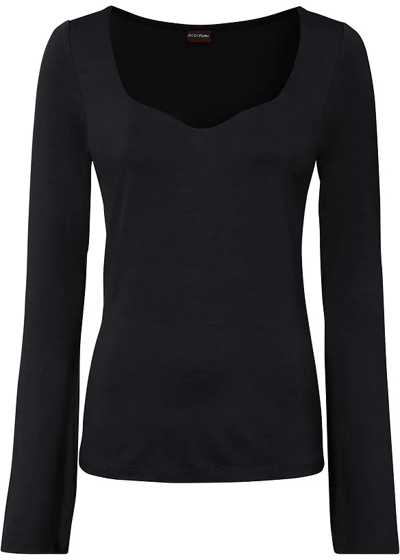T-shirt manches longues en viscose extensible, bonprix