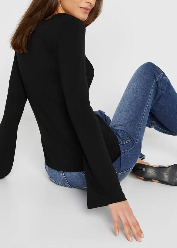 T-shirt manches longues en viscose extensible, bonprix