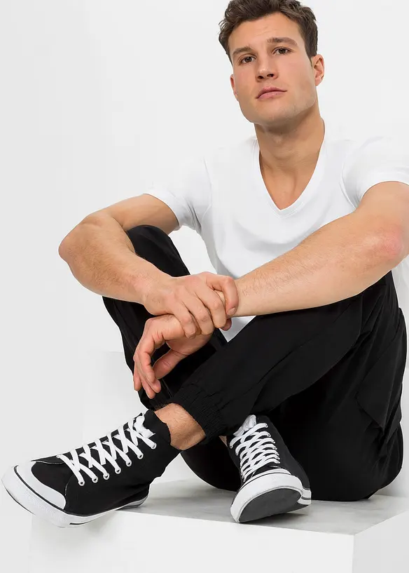 Pantalon taille extensible avec poches cargo, droit et regular, bonprix