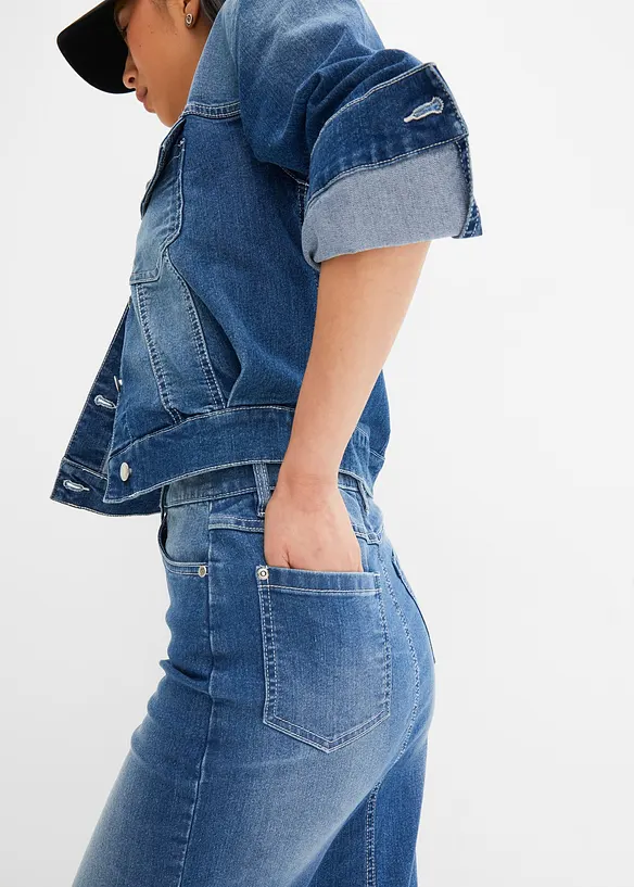 Jupe en jean taille mi-haute, bonprix