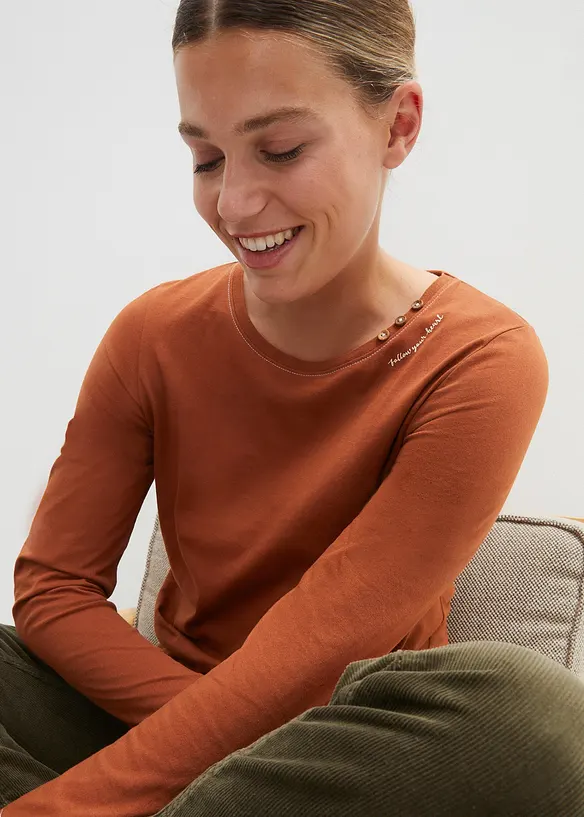 T-shirt manches longues &agrave; boutons d&eacute;coratifs, bonprix