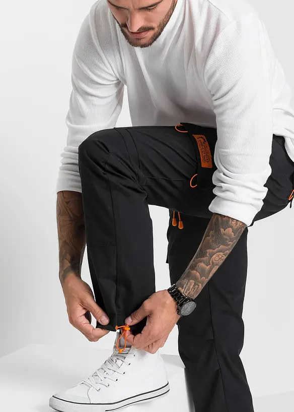 Pantalon cargo droit et décontracté à taille élastiquée, bonprix