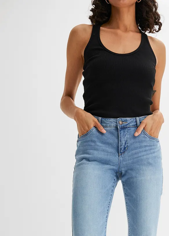 Jean droit taille mi-haute, extensible, bonprix