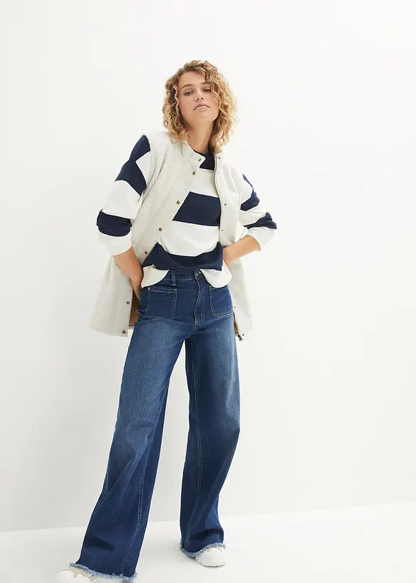 Pull en fine maille à larges rayures, bonprix