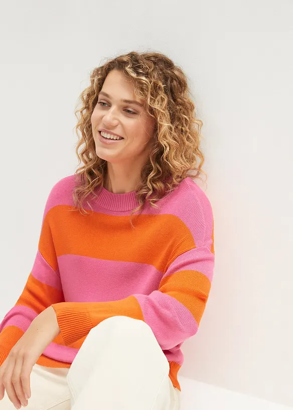 Pull en fine maille à larges rayures, bonprix